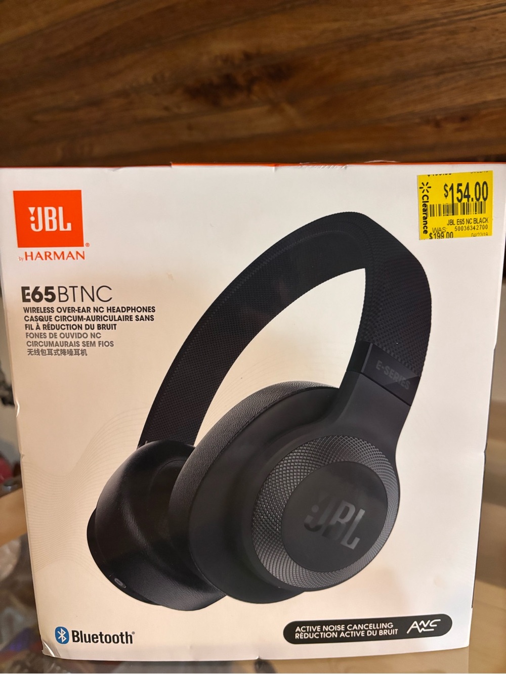 JBL E65BTNC Over-Ear Wireless Headphones - Black